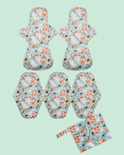 Eco Pad Heavy Flow pack (2 Large, 3 Regular + Wet Bag) - Feminine Pads & Protectors