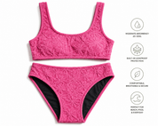 Salt & Bloom Textured Bikini Set | Pink | Period Swimwear - Swimwear