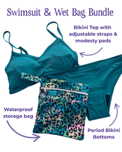 Eco Period Bikini and Wet Bag Set – Teal 2 Piece Swimwear